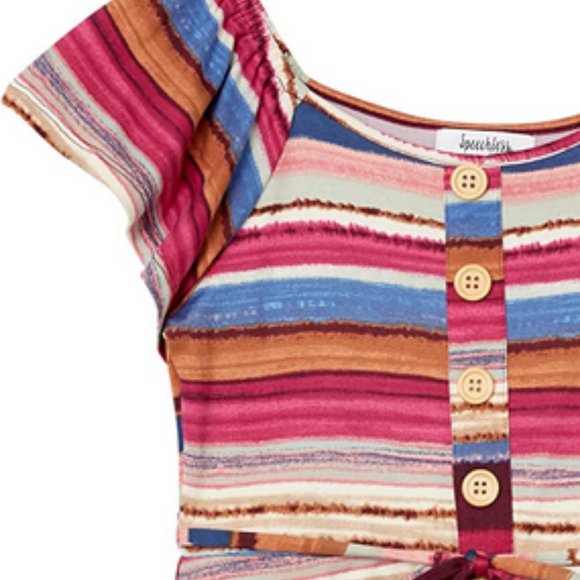 Speechless Kids Stripe Flutter Sleeve Dress ~ Berry Pink ~ New! - Picture 4 of 11